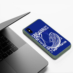 Чехол iPhone XS Max матовый Берегите китов, цвет: 3D-темно-зеленый — фото 2