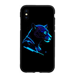 Чехол iPhone XS Max матовый Пантера киберпан, цвет: 3D-черный