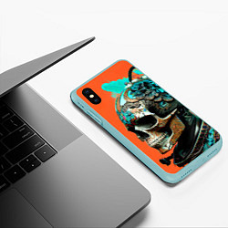 Чехол iPhone XS Max матовый Art skull - irezumi - Japan, цвет: 3D-мятный — фото 2