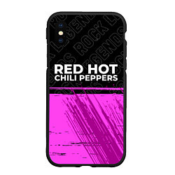 Чехол iPhone XS Max матовый Red Hot Chili Peppers rock legends: символ сверху, цвет: 3D-черный