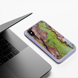 Чехол iPhone XS Max матовый Кора дерева, цвет: 3D-светло-сиреневый — фото 2