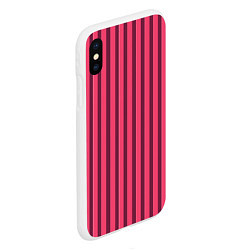 Чехол iPhone XS Max матовый Полосатый тёмно-розовый, цвет: 3D-белый — фото 2