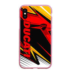 Чехол iPhone XS Max матовый Ducati - red uniform, цвет: 3D-розовый