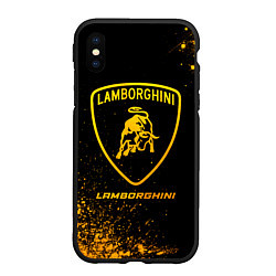 Чехол iPhone XS Max матовый Lamborghini - gold gradient