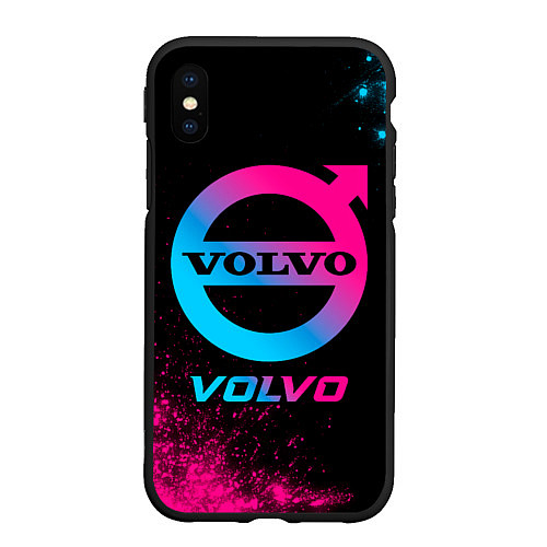 Чехол iPhone XS Max матовый Volvo - neon gradient / 3D-Черный – фото 1