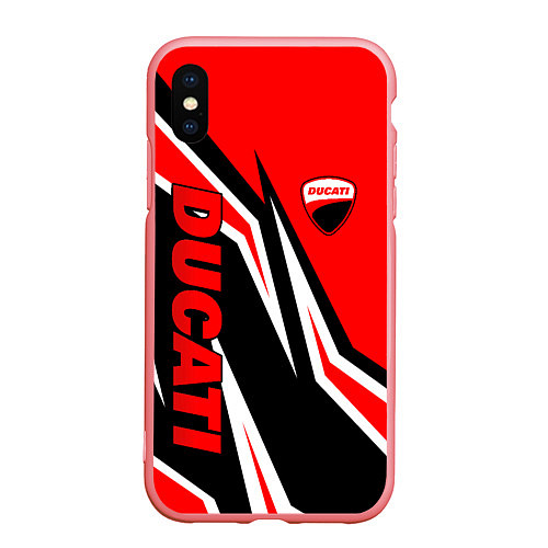 Чехол iPhone XS Max матовый Ducati- red stripes / 3D-Баблгам – фото 1