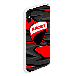 Чехол iPhone XS Max матовый Ducati - red stripes, цвет: 3D-белый — фото 2