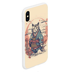 Чехол iPhone XS Max матовый Кот-самурай, цвет: 3D-белый — фото 2