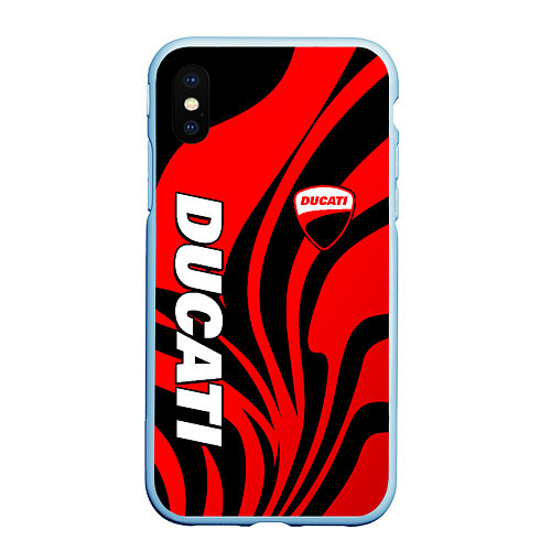 Чехол iPhone XS Max матовый Ducati - red stripes / 3D-Голубой – фото 1