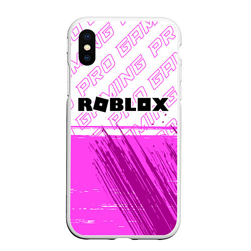 Чехол iPhone XS Max матовый Roblox pro gaming: символ сверху / 3D-Белый – фото 1