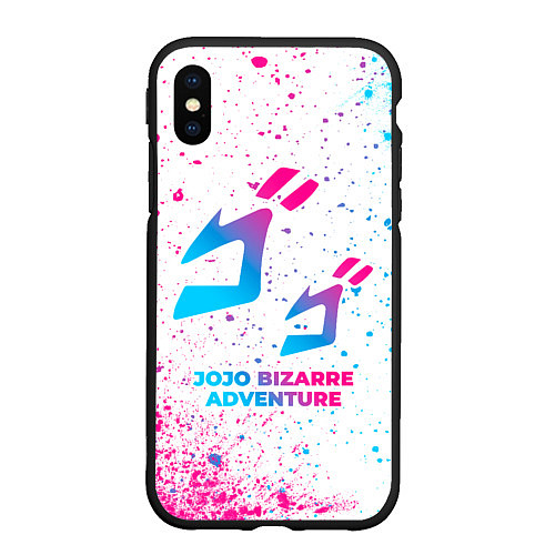 Чехол iPhone XS Max матовый JoJo Bizarre Adventure neon gradient style / 3D-Черный – фото 1