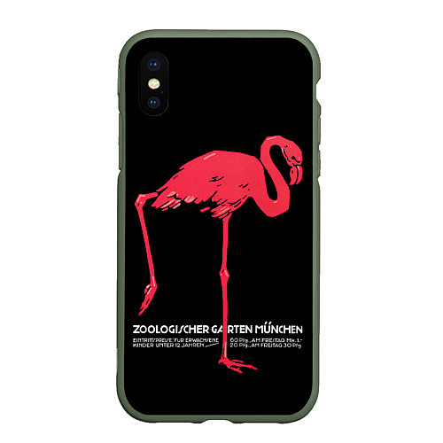 Чехол iPhone XS Max матовый Фламинго - Мюнхен / 3D-Темно-зеленый – фото 1