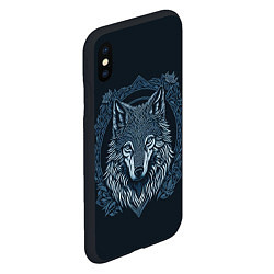 Чехол iPhone XS Max матовый Волк, векторный орнаментализм, цвет: 3D-черный — фото 2