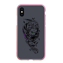 Чехол iPhone XS Max матовый One Piece - Roronoa Zoro, цвет: 3D-розовый