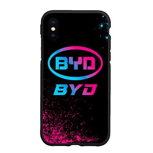 Чехол iPhone XS Max матовый BYD - neon gradient / 3D-Черный – фото 1