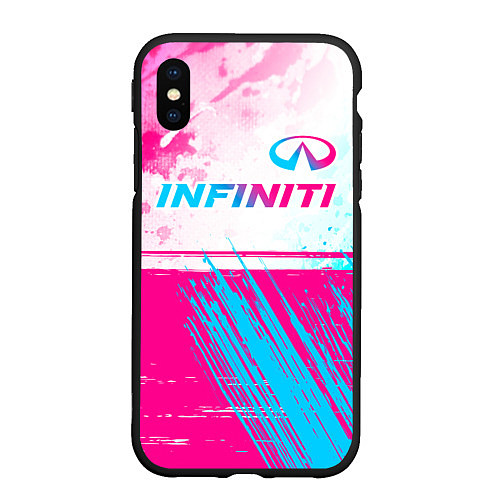 Чехол iPhone XS Max матовый Infiniti neon gradient style: символ сверху / 3D-Черный – фото 1