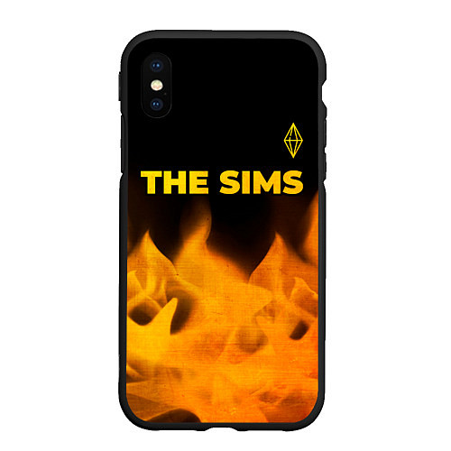 Чехол iPhone XS Max матовый The Sims - gold gradient: символ сверху / 3D-Черный – фото 1