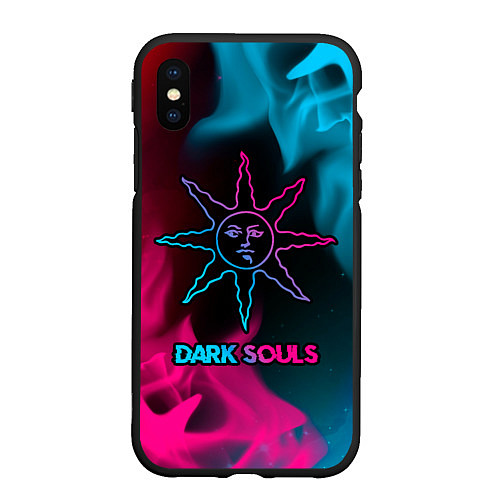 Чехол iPhone XS Max матовый Dark Souls - neon gradient / 3D-Черный – фото 1