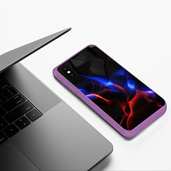 Чехол iPhone XS Max матовый Красное и синие свечение от черных плит, цвет: 3D-фиолетовый — фото 2