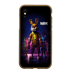 Чехол iPhone XS Max матовый Five Nights at Freddys horror, цвет: 3D-коричневый