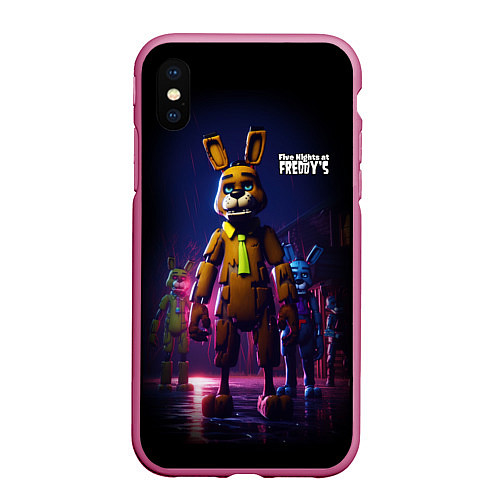 Чехол iPhone XS Max матовый Five Nights at Freddys horror / 3D-Малиновый – фото 1