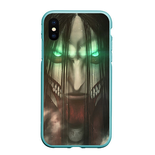 Чехол iPhone XS Max матовый Атака Титанов Eren Yaeger / 3D-Мятный – фото 1