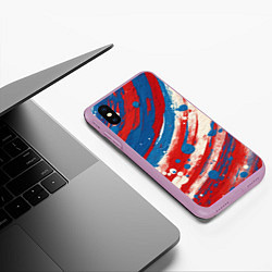 Чехол iPhone XS Max матовый Краски в цветах флага РФ, цвет: 3D-сиреневый — фото 2