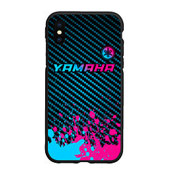 Чехол iPhone XS Max матовый Yamaha - neon gradient: символ сверху, цвет: 3D-черный