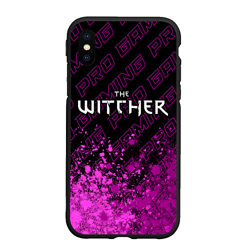 Чехол iPhone XS Max матовый The Witcher pro gaming: символ сверху / 3D-Черный – фото 1