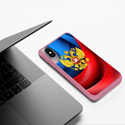 Чехол iPhone XS Max матовый Золотой герб России, цвет: 3D-малиновый — фото 2