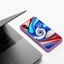 Чехол iPhone XS Max матовый Абстракция герб России, цвет: 3D-фиолетовый — фото 2