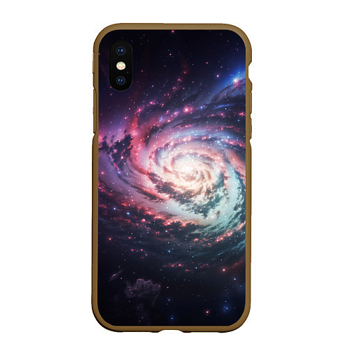 Чехол iPhone XS Max матовый Спиральная галактика в космосе / 3D-Коричневый – фото 1