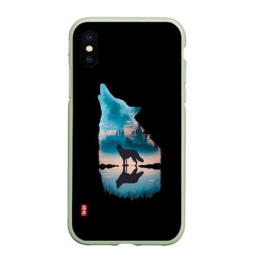 Чехол iPhone XS Max матовый Призрачная тень волка / 3D-Салатовый – фото 1