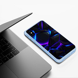 Чехол iPhone XS Max матовый Крупные неоновые объекты, цвет: 3D-голубой — фото 2
