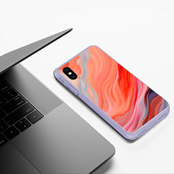 Чехол iPhone XS Max матовый Текучий принт от нейросети, цвет: 3D-светло-сиреневый — фото 2