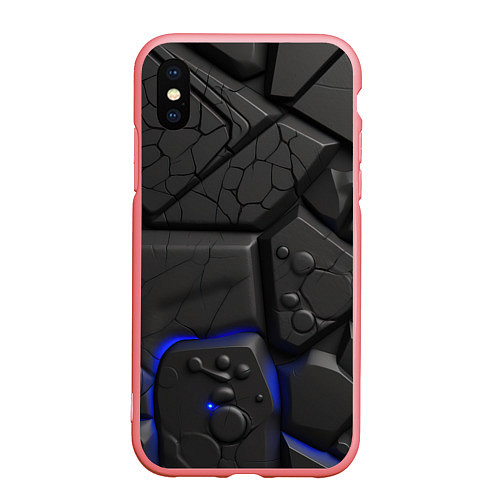 Чехол iPhone XS Max матовый Черные объемные плиты / 3D-Баблгам – фото 1