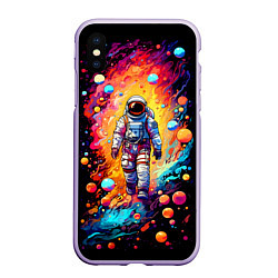 Чехол iPhone XS Max матовый Астронавт на прогулке, цвет: 3D-светло-сиреневый
