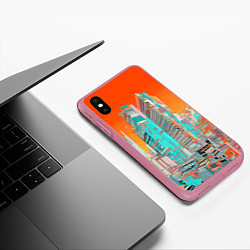 Чехол iPhone XS Max матовый Токио оранжевый пейзаж, цвет: 3D-малиновый — фото 2