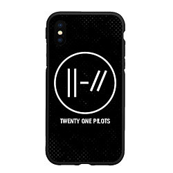 Чехол iPhone XS Max матовый Twenty One Pilots glitch на темном фоне