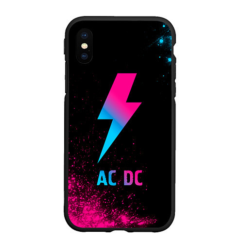 Чехол iPhone XS Max матовый AC DC - neon gradient / 3D-Черный – фото 1