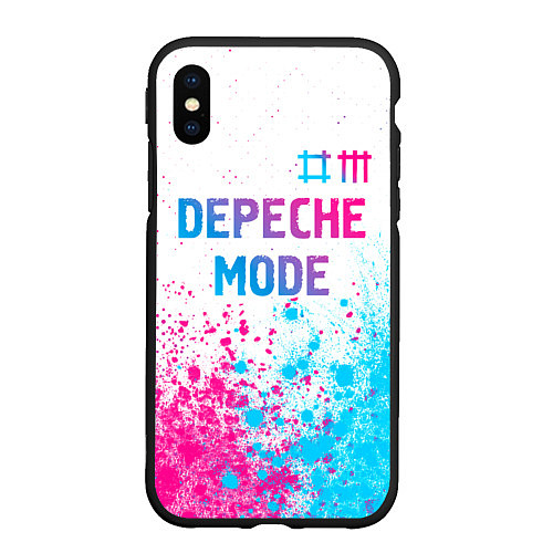 Чехол iPhone XS Max матовый Depeche Mode neon gradient style: символ сверху / 3D-Черный – фото 1