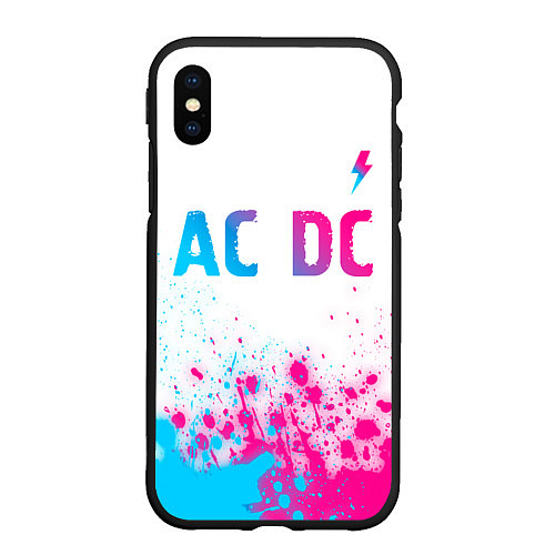 Чехол iPhone XS Max матовый AC DC neon gradient style: символ сверху / 3D-Черный – фото 1