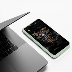Чехол iPhone XS Max матовый Baldurs Gate 3 dark logo, цвет: 3D-салатовый — фото 2