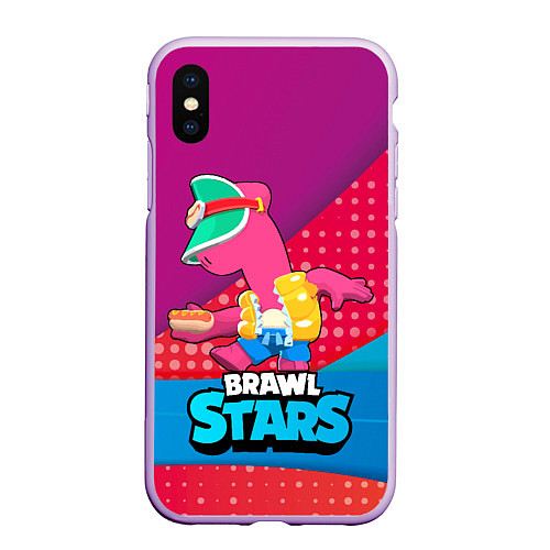 Чехол iPhone XS Max матовый Brawl Stars Doug / 3D-Сиреневый – фото 1