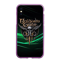 Чехол iPhone XS Max матовый Baldurs Gate 3 dark green, цвет: 3D-фиолетовый