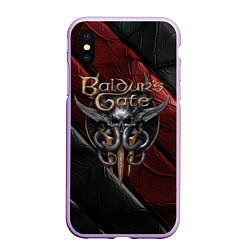 Чехол iPhone XS Max матовый Baldurs Gate 3 logo dark, цвет: 3D-сиреневый