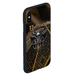 Чехол iPhone XS Max матовый Baldurs Gate 3 logo dark gold geometry, цвет: 3D-черный — фото 2