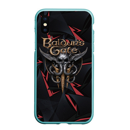 Чехол iPhone XS Max матовый Baldurs Gate 3 logo dark red / 3D-Мятный – фото 1