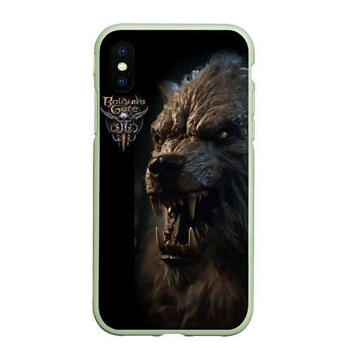 Чехол iPhone XS Max матовый Baldurs Gate 3 лого и оборотень / 3D-Салатовый – фото 1