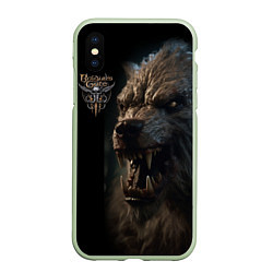 Чехол iPhone XS Max матовый Baldurs Gate 3 лого и оборотень